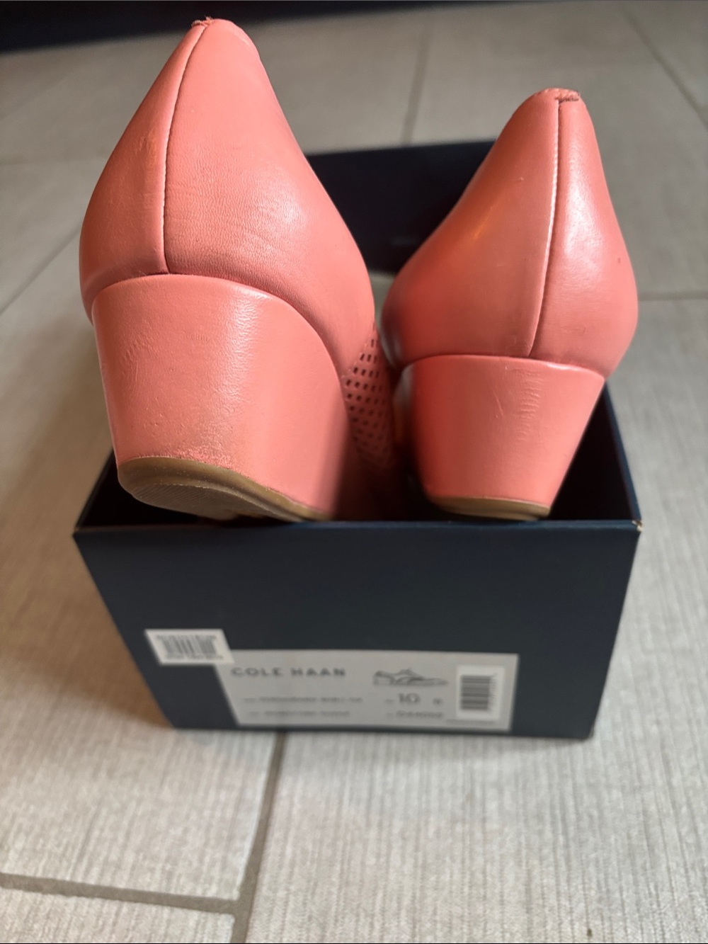 Cole Haan Tali Wedge Pumps, Pink Slip-On, Leather, & Breathable - Picture 6 of 8